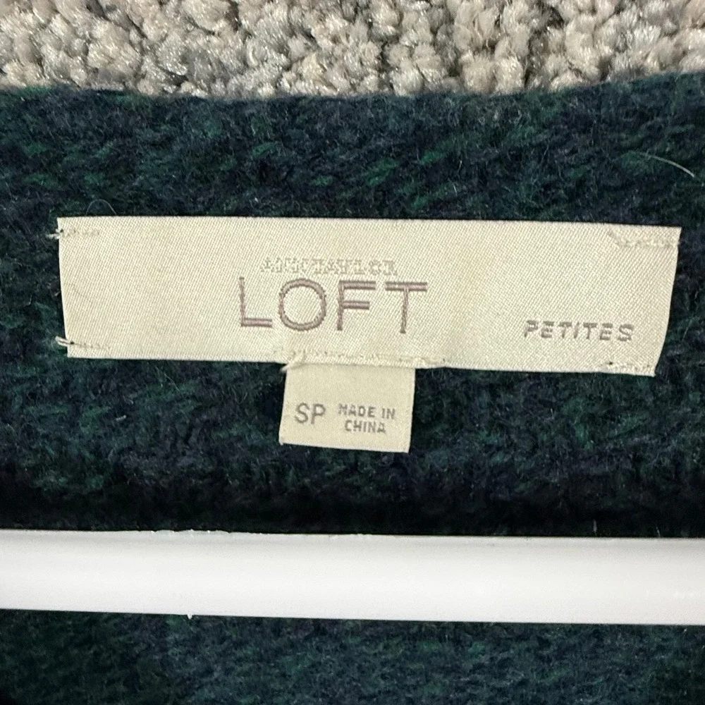 Ann Taylor LOFT Petites Wool Blend V-Neck Sweater Dark Teal Green SP 357048